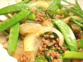 菜の花と新玉ねぎの春野菜炒め