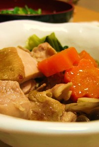 小松菜としめじと鶏肉の煮物