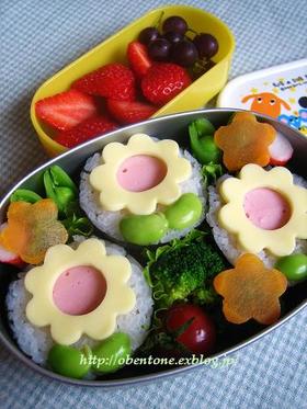 キャラ弁♪のり巻き de お花♪