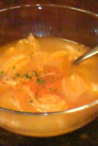 キャベツとホタテ缶のトマトスープ