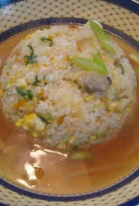 海鮮スープ炒飯☆ラーメンのスープで！