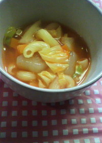 野菜ジュースでスープ（ミネストローネ風）