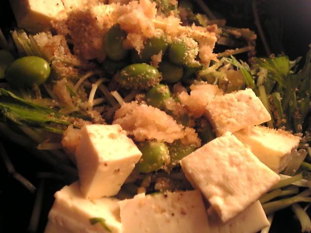 水菜と枝豆と豆腐の生姜めんつゆわさび和えの画像