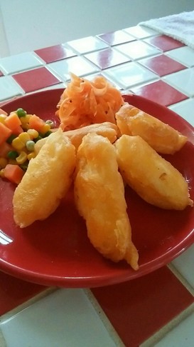 白身魚のフリッター♡