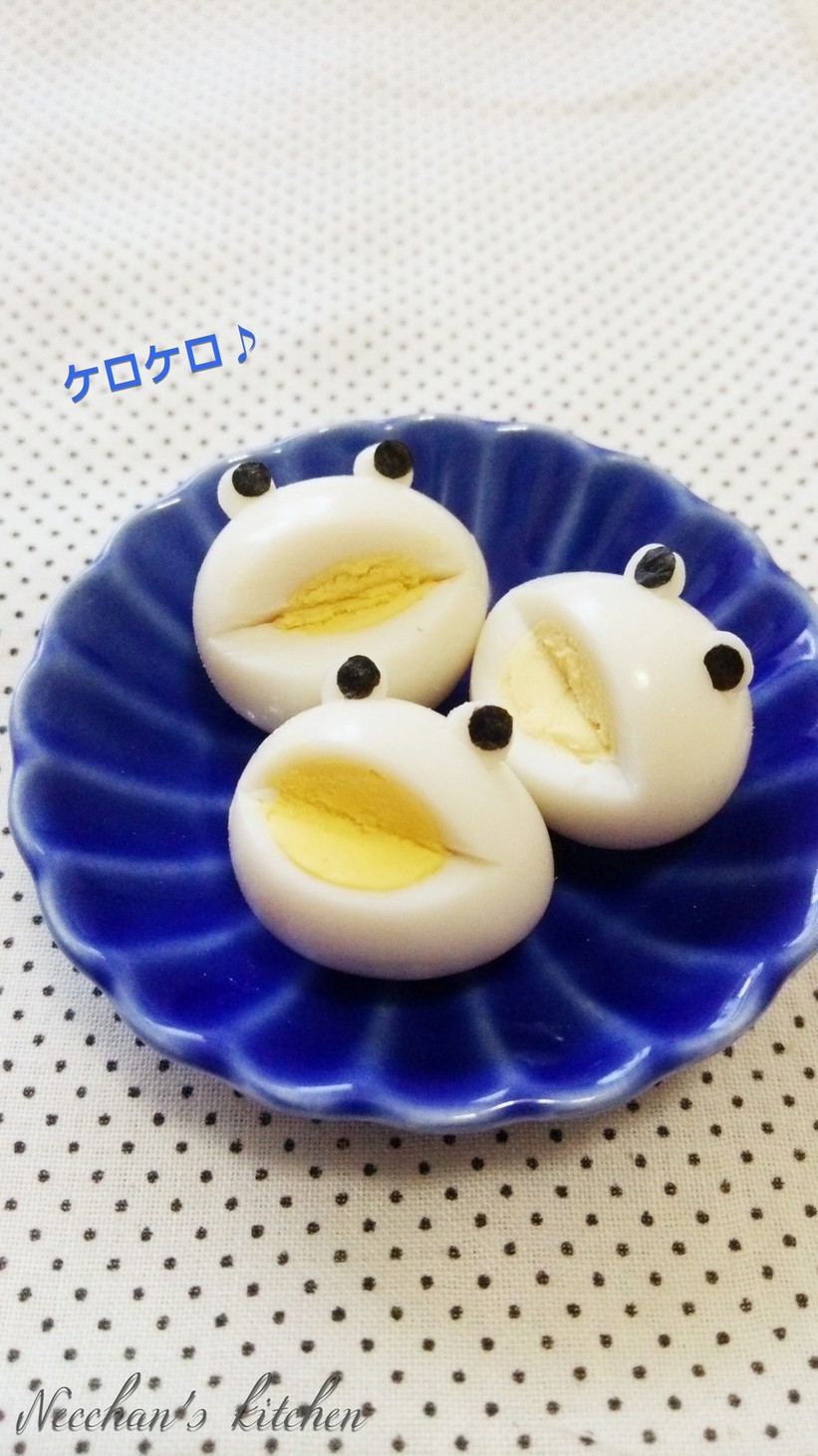 お弁当に♪うずらの卵でカエルくん！の画像