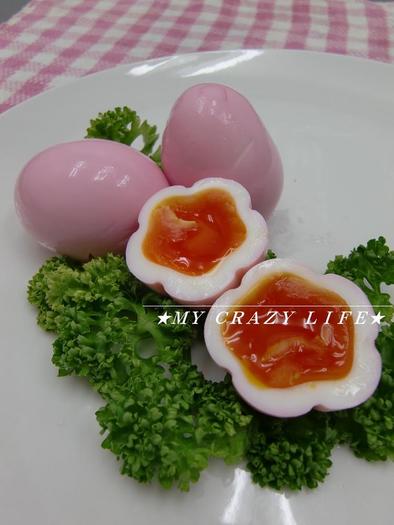 お花のゆで卵（紅しょうが風味）お弁当に♪の写真