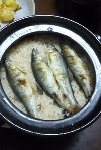 土鍋で鮎飯
