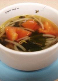 もやし☆トマト☆わかめの中華スープ