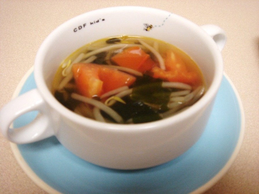 もやし☆トマト☆わかめの中華スープの画像
