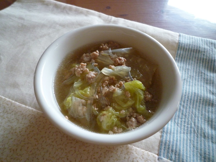 白菜とひき肉のスープの画像