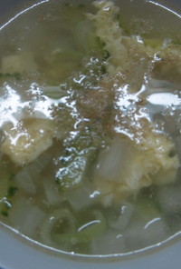鶏挽肉とゴーヤのスープ
