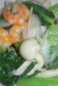海老と小松菜の塩炒め
