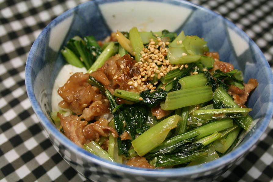 小松菜・豚肉・サプリ米で鉄分強化どんぶりの画像