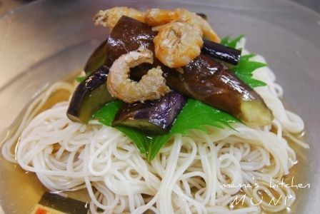 ひんやり!お茄子と干し海老のお素麺♪の画像