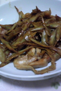 中華風　鶏肉とごぼうの炒め物