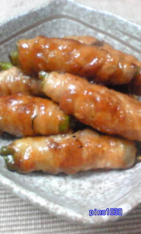 肉巻きインゲンの生姜焼き♪