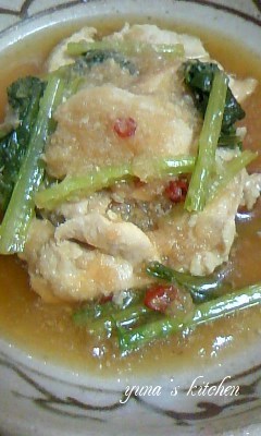 鶏胸肉と小松菜のしっとりみぞれ炊き♪