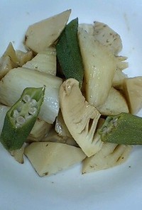 フライパンで長芋と筍の炒め煮