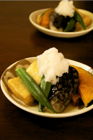 高野豆腐と夏野菜の精進煮☆揚げだし風の写真