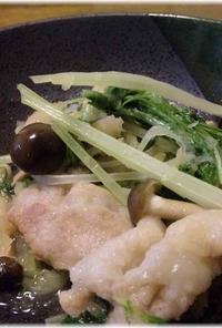めんつゆレシピ★水菜と豚バラ肉のおろし煮