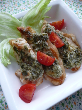 鶏ムネ肉のバジルマヨのっけ焼き♪