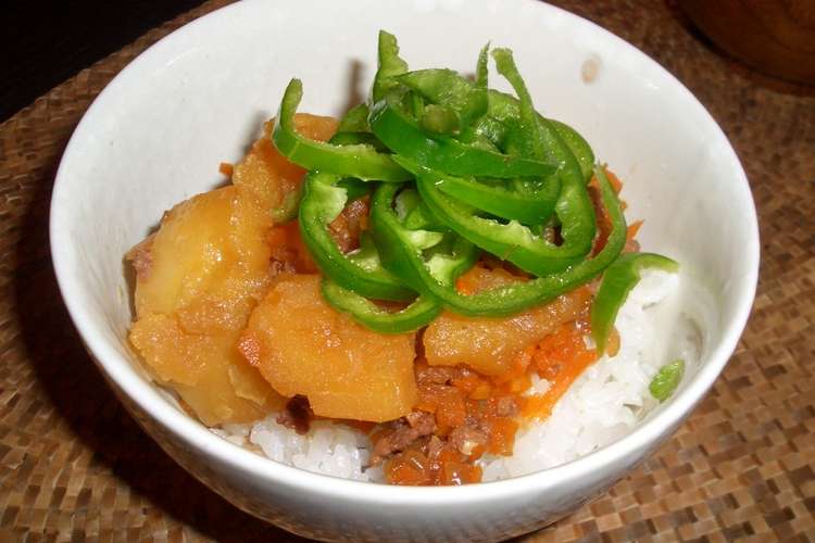 角煮汁使い回し 肉じゃがそぼろ丼 レシピ 作り方 By かえるちん クックパッド