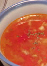 セロリの葉とトマトの簡単スープ