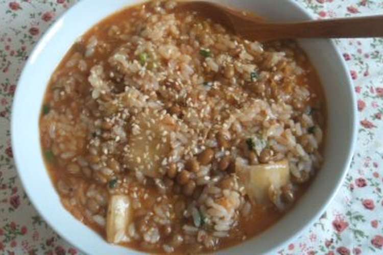 簡単 納豆キムチ雑炊 レシピ 作り方 By ノッペ クックパッド 簡単おいしいみんなのレシピが361万品