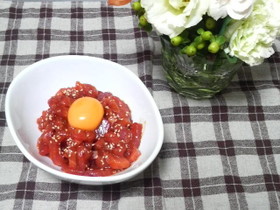 簡単!おつまみ❤マグロのユッケ❤