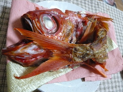 お食い初め用★40センチの金目鯛の塩焼きの写真