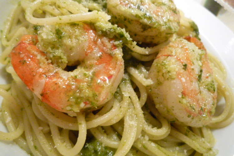 海老のパスタ ジェノベーゼソース レシピ 作り方 By Cafe Kiyo クックパッド 簡単おいしいみんなのレシピが357万品