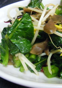 つるむらさき（木耳菜）とザーサイの炒め物