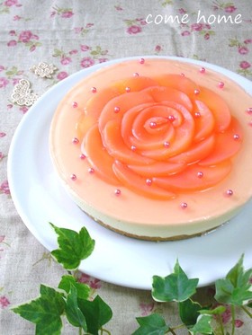 桃のお花のレアチーズケーキ