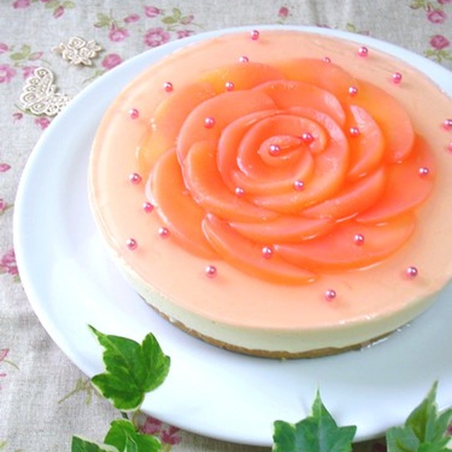 桃のお花のレアチーズケーキ レシピ 作り方 By おーたんmamma クックパッド