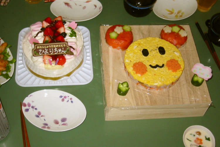 お誕生日 ひな祭りに うーたんケーキ寿司 レシピ 作り方 By まるっこ１９３ クックパッド