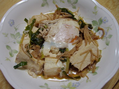 豆腐とえのき茸のつゆ煮の写真