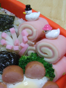 お弁当♪ハムチーズのぐるぐるキャンディー