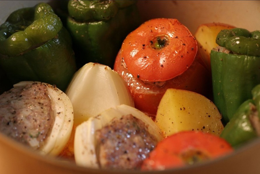 肉詰め野菜のオーブン焼きの画像
