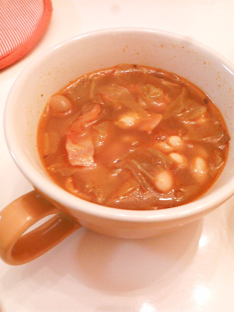 キャベツと豆のトマトスープ☆の画像