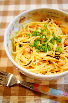 ✿鮭と塩昆布の和風パスタ✿