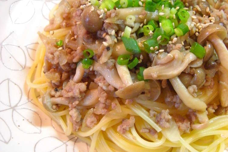 生姜風味 ひき肉としめじの和風パスタ レシピ 作り方 By Annnnn クックパッド 簡単おいしいみんなのレシピが352万品