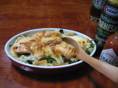 鮭と豆腐のマスタードグラタンの写真