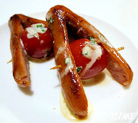 ウインナとミニトマトのA字焼きの画像