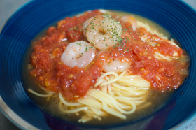 トマトとえびのスープパスタの画像