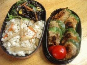 ピーマンの肉詰め弁当