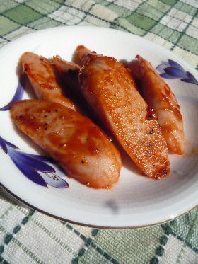 魚肉ソーセージのケチャップ炒めの画像