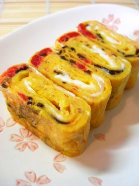 ✿梅*かつお*塩昆布の卵焼き✿