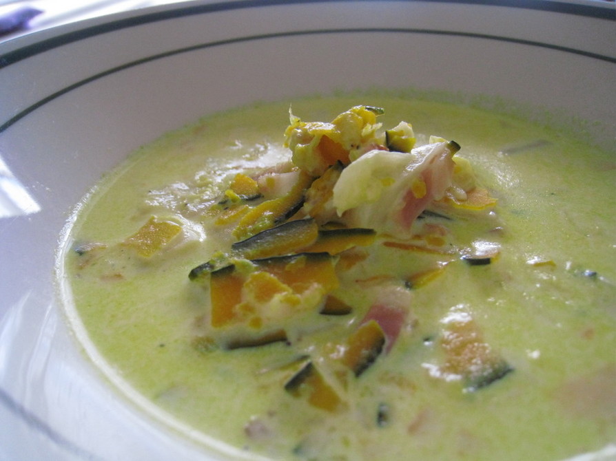 カボチャ・白菜・ベーコンのミルクスープの画像