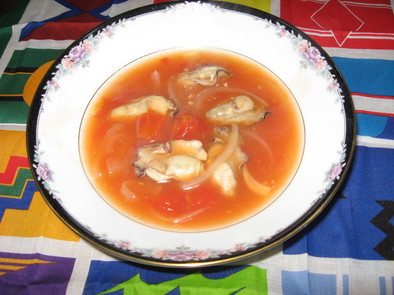牡蠣のトマトスープの写真