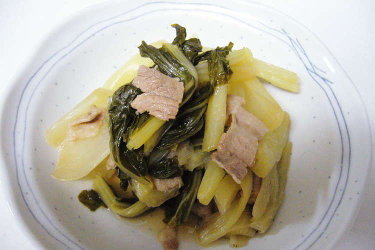 豚バラと杓子菜 の煮びたし レシピ 作り方 By Akiraco クックパッド